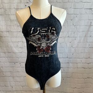USA Graphic Black Bodysuit